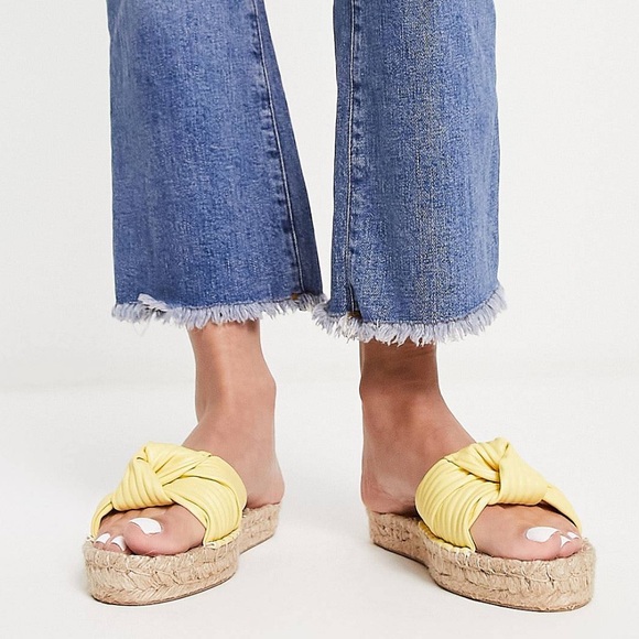 ASOS DESIGN Jade knotted espadrille mules in yellow - Picture 3 of 4